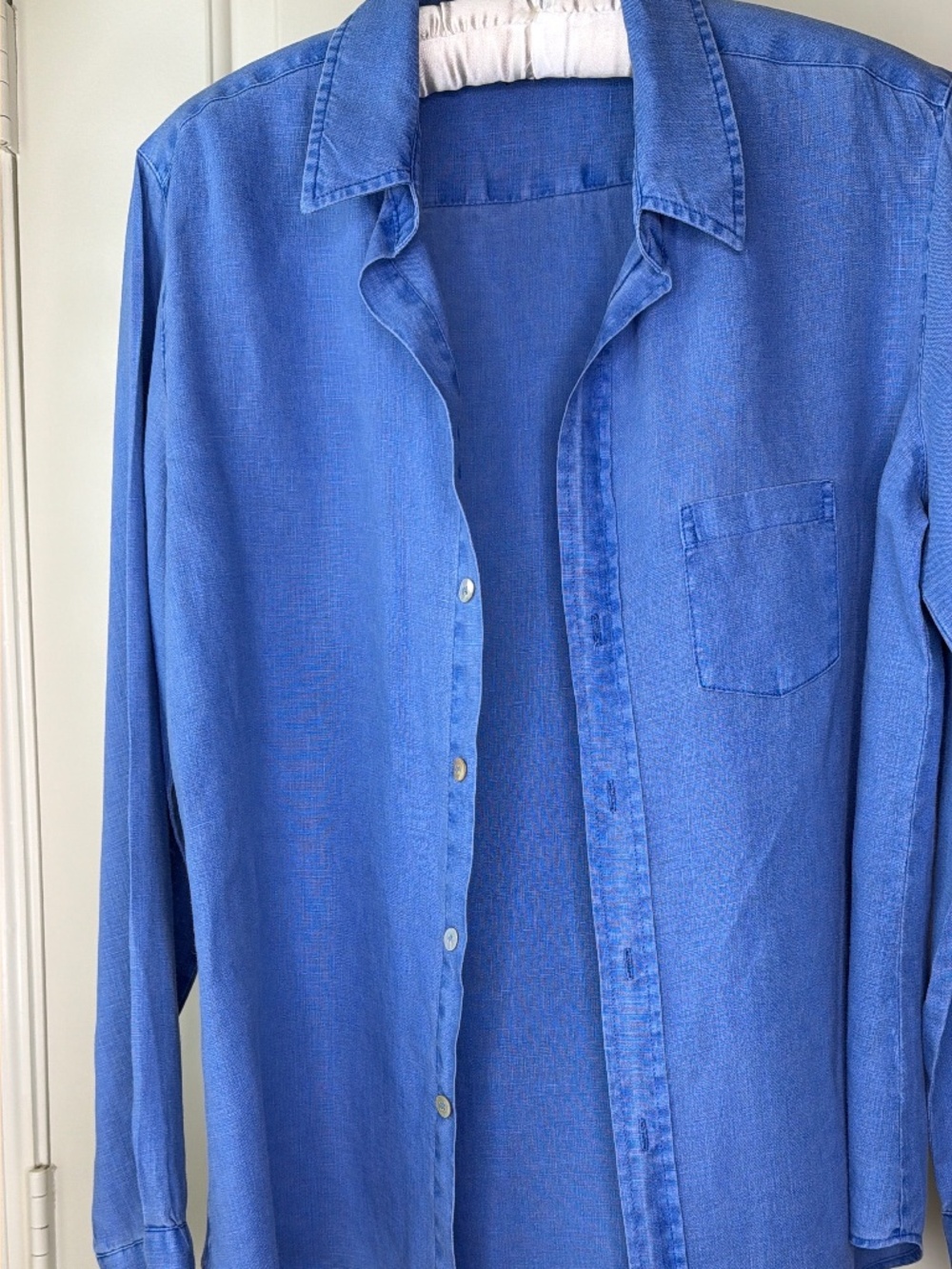 Pure Amici - 100%‎ Linen Button Down Shirt Light Blue Small Long Sleeve